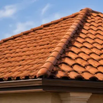Thin orange Spanish tile roof