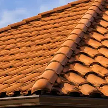 Thick orange concrete tile roof